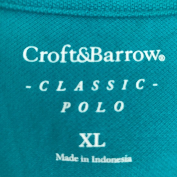 Polo Shirt Turquoise Size XL Croft & Barrow Cotton Spandex Turquoise Polo Shirt - Picture 7 of 10